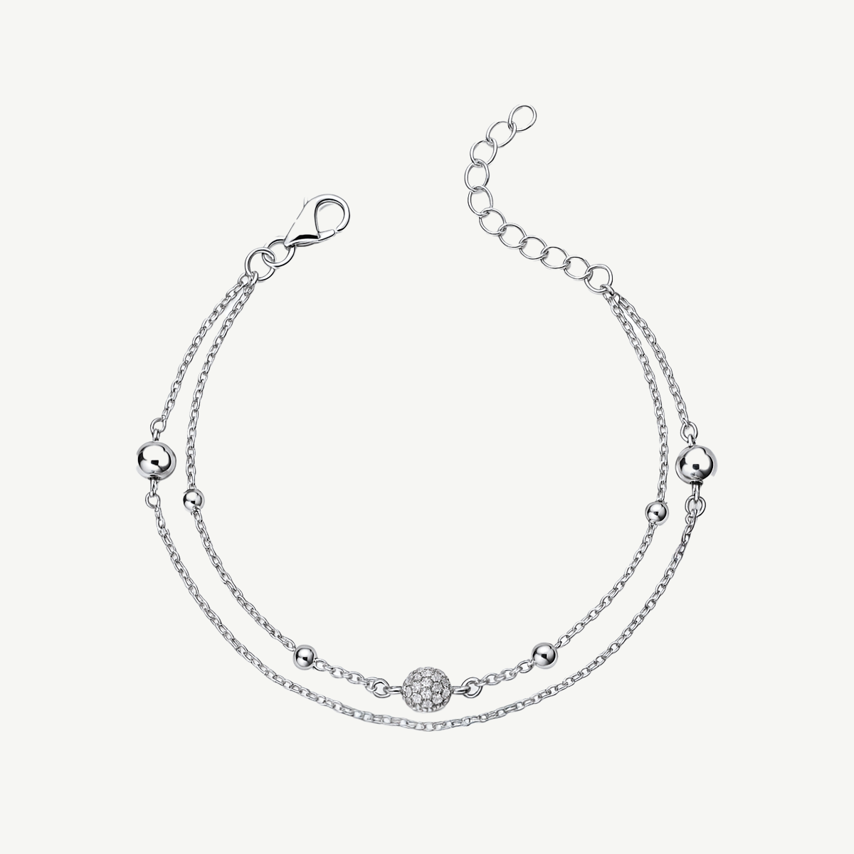 DOMINA bracelet in 925 sterling silver and cubic zirconia pavè (Square DOMINA bracelet in 925 sterling silver and cubic zirconia pavè (Square