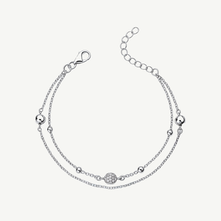 Bracciale in argento 925 a doppio filo con zirconi e sfere Fabiani