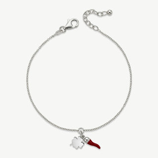 Bracciale Fabiani con Quadrifoglio e Corno Portafortuna in Argento