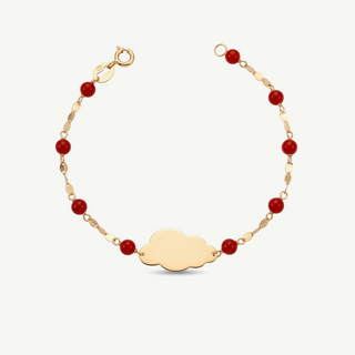 Bracciale Maglia a Lametta con Sfere in Corallo e Nuvola