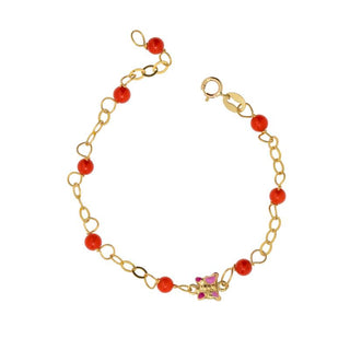 Bracciale Fabiani  in oro giallo 9Kt con perline di corallo - Fabiani Gioiellerie