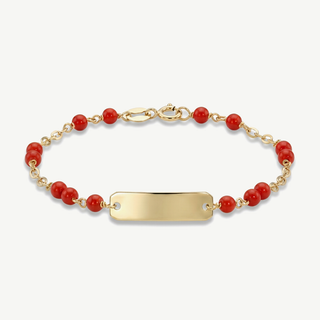Bracciale Fabiani con corallo e piastrina in oro giallo 9kt