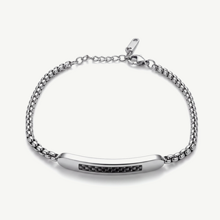 Bracciale con Targhetta e Inserto Nero