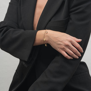 Bracciale Fabiani in oro giallo 9Kt con cuore,stella e luna - Fabiani Gioiellerie