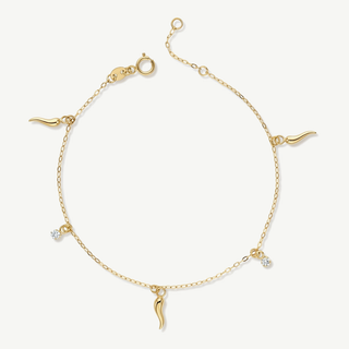 Bracciale Fabiani cornetti portafortuna con zirconi in oro giallo 18kt