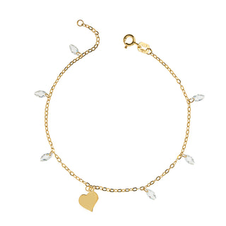 Bracciale in oro giallo 9Kt con cuore e pietre - Fabiani Gioiellerie