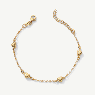 Bracciale con Cuori Bombati - Placcatura Oro 18Kt