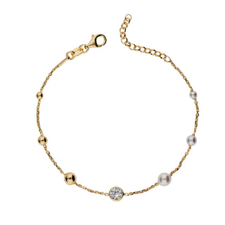 Bracciale Fabiani in argento 925 dorato con perle e zircone