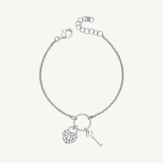 Bracciale Fabiani in argento 925 con charm cuore e chiave