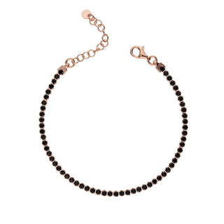 Bracciale Fabiani tennis in argento 925 rosato con zirconi neri - Fabiani Gioiellerie