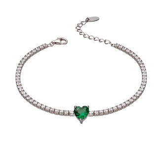 Bracciale Fabiani tennis in argento 925 con cuore verde - Fabiani Gioiellerie