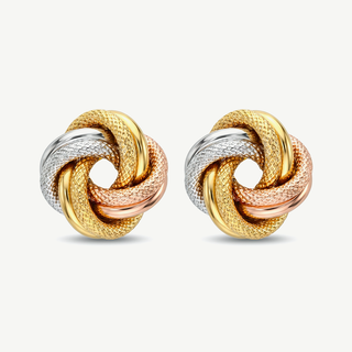 Orecchini Fabiani tre colori con nodo in oro giallo 9Kt