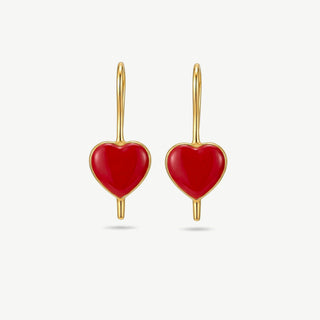 Orecchini Fabiani Bambina Cuore Smaltato Oro Giallo 18Kt