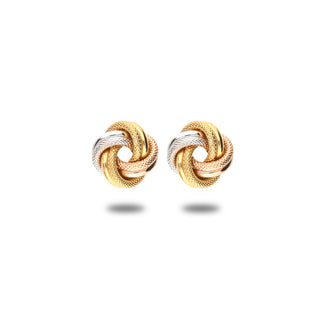 Orecchini Fabiani tre colori con nodo in oro giallo 9Kt