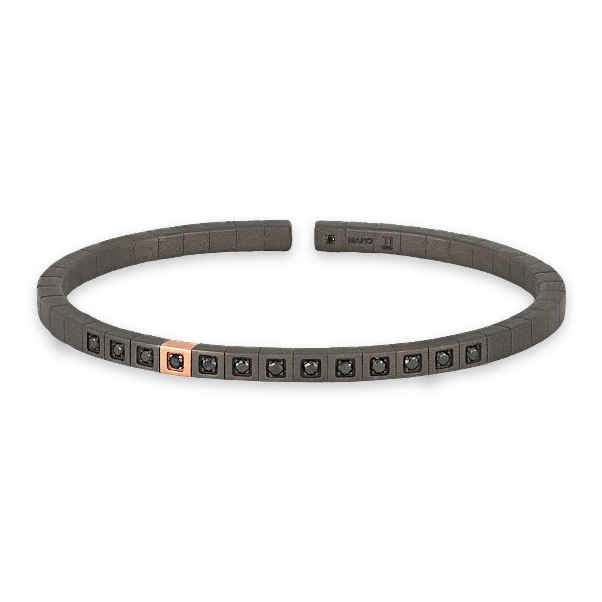 Bracciale T gioielli a molla in titanio con diamanti neri 0,39Ct