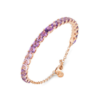 Bracciale Ponte Vecchio in oro rosa 18Kt con ametiste e diamanti - Fabiani Gioiellerie