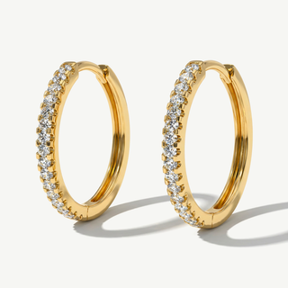 Orecchini Fabiani a cerchio in argento 925 dorato con zirconi