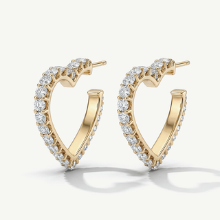 Orecchini Fabiani a Cuore in Oro Giallo con Zirconi