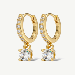 Orecchini Fabiani a cerchio in argento 925 dorato con punto luce pendente