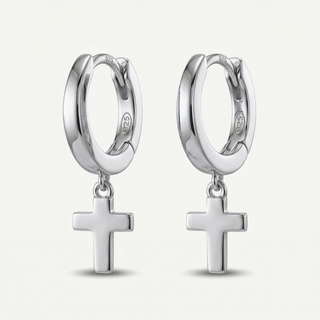 Orecchini Fabiani a Cerchio con Croce in Argento