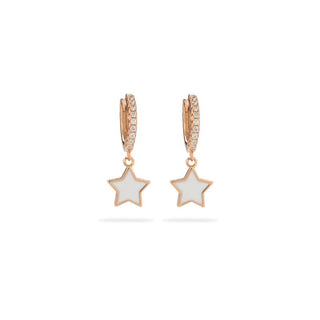 Orecchini Fabiani con pendente stella in argento rosato con zirconi - Fabiani Gioiellerie