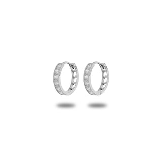 Fabiani 9Kt white gold hoop earrings with zirconia