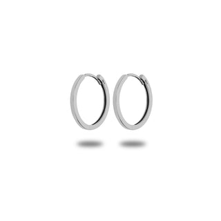 Fabiani 9Kt white gold square barrel hoop earrings