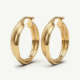 Orecchini a Doppio Cerchio - Placcatura Oro 18Kt