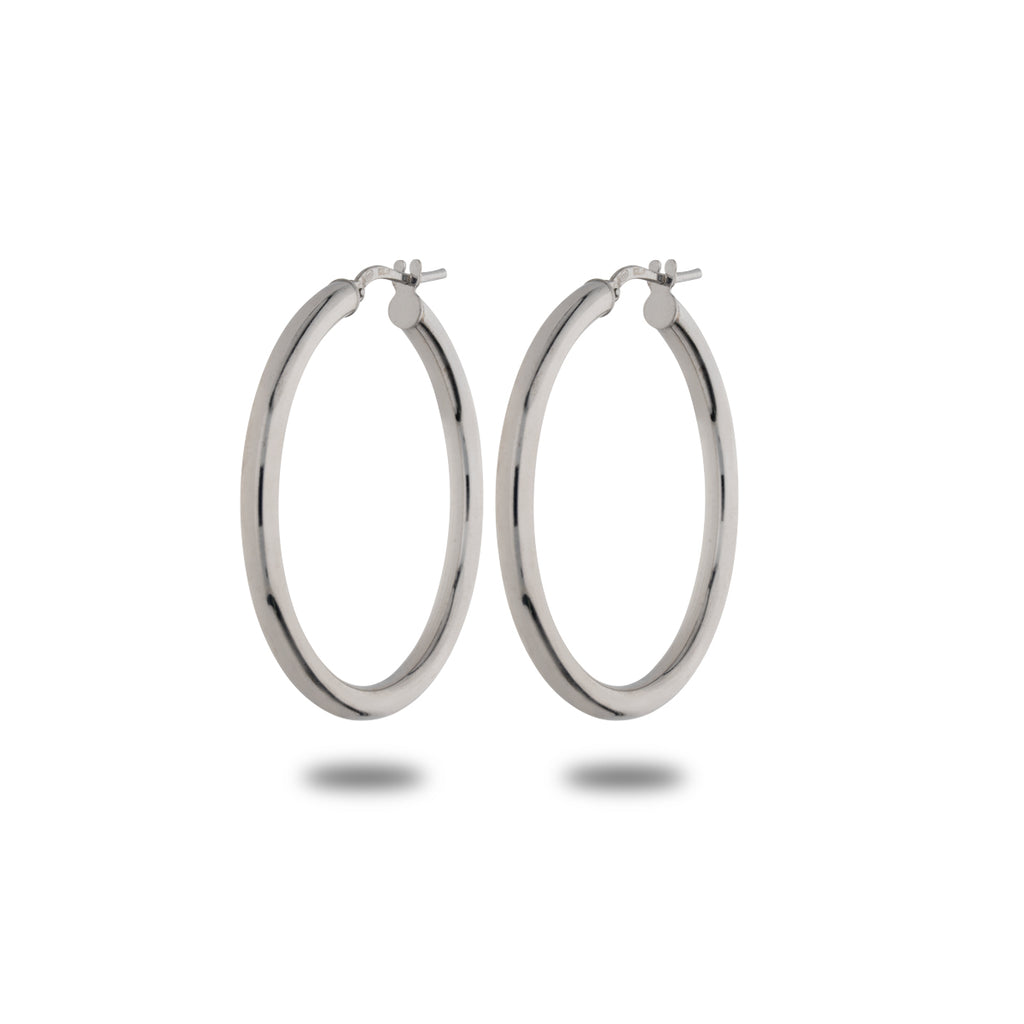 Orecchini A Cerchio In Argento 925, Placcati, Diametro 1 Pollice, Donna, Eleganti E Semplici