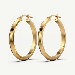 Orecchini a Cerchio Piatti - Placcatura Oro 18Kt