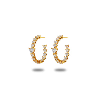 Orecchini Fabiani cerchi in argento 925 dorato con zirconi a cuore - Fabiani Gioiellerie