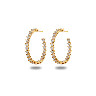 Orecchini Fabiani cerchi in argento 925 dorato con zirconi a cuore - Fabiani Gioiellerie
