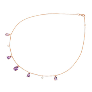 Collana Ponte Vecchio in oro rosa 18Kt con ametiste e diamanti - Fabiani Gioiellerie