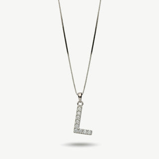 Collana Fabiani con lettera L in argento 925 e zirconi
