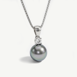 Collana Fabiani con perla grigia in argento 925 e zircone