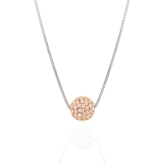 Collana Fabiani con pendente sfera in argento 925 e cristal white pesca