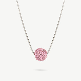 Collana punto luce sfera pavé rosa zirconi argento 925 Fabiani