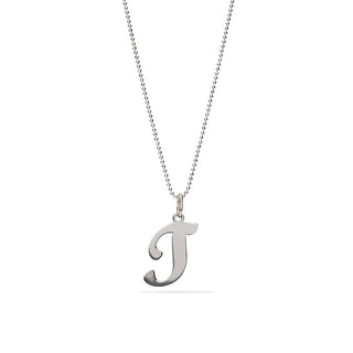 Collana Fabiani con lettera T in argento 925 rodiato - Fabiani Gioiellerie