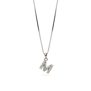 Collana Fabiani con lettera M in argento 925 e zirconi - Fabiani Gioiellerie
