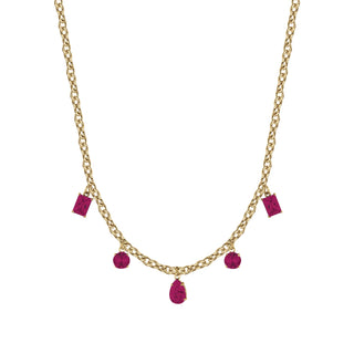 COLLANA DONNA IN ACCIAIO IP GOLD CON CRISTALLI FUCSIA PENDENTI - Fabiani Gioiellerie