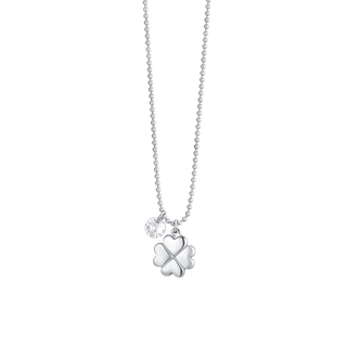 Collana Luca Barra in acciaio con quadrifoglio e punto luce