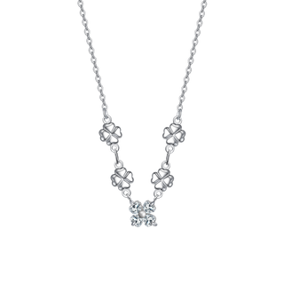 Collana Luca Barra in acciaio con quadrifogli e fiore centrale con zirconi