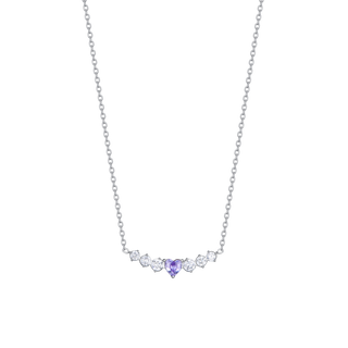 Collana Luca Barra in acciaio con cuore viola e zirconi
