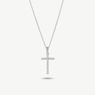 Collana Fabiani in Argento con Croce Oro 18Kt e Zirconi