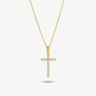 Collana Fabiani in Argento con Croce Oro 18Kt e Zirconi