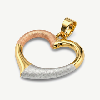 Ciondolo Fabiani cuore in oro giallo bianco e rosa 9Kt
