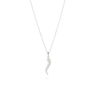 Collana Fabiani in argento con pendente in oro bianco 18Kt e crystal white - Fabiani Gioiellerie