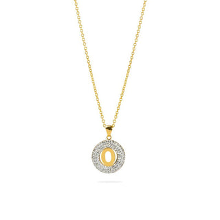 Collana Fabiani in argento con pendente iniziale in oro giallo 9Kt e crystal white - Fabiani Gioiellerie