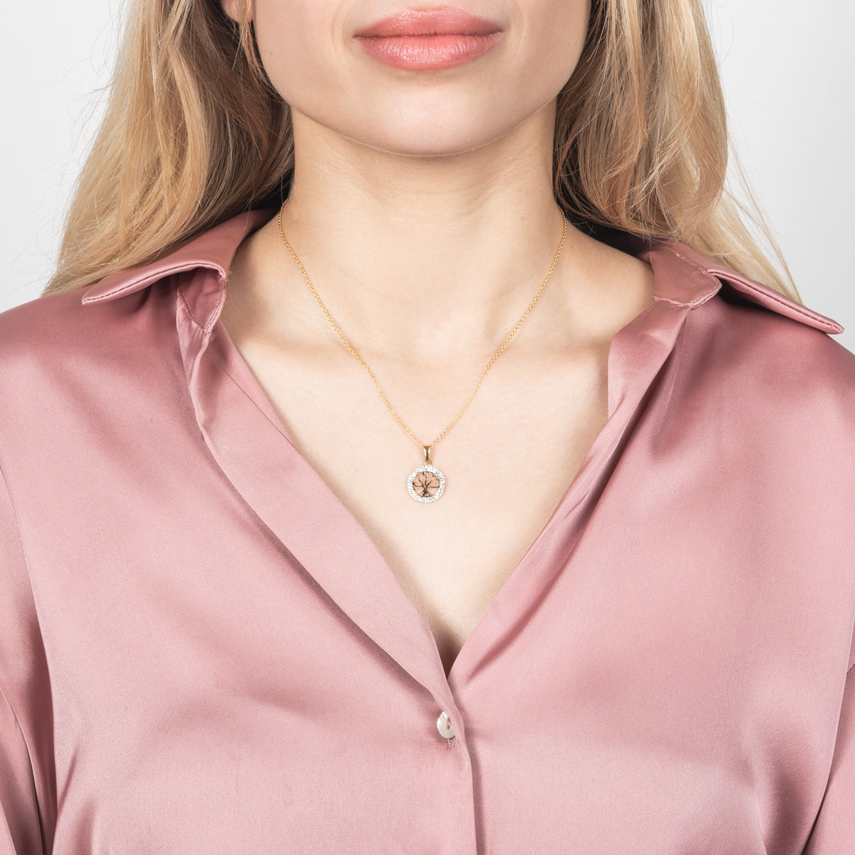 KissYan Collana Donna Con Pendente Albero Della Vita In Argento - Acciaio Inox, Catena Figaro 40+5 Cm, Regalo Confezionato