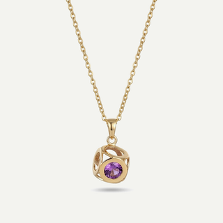 Collana Fabiani in argento 925 con cubo in oro 9kt e zircone viola